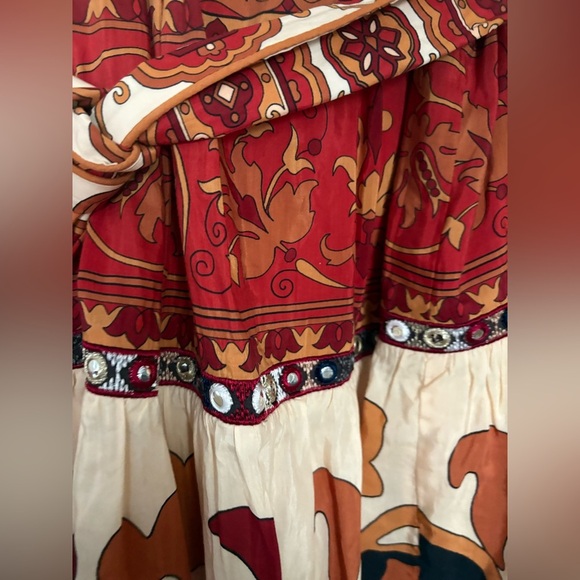 Farm Rio Ainika Cream Bohemian Tiles Midi Dress Size XS - Picture 5 of 9